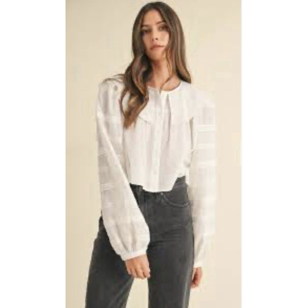 Hausen Vintage Romance White Blouse Ballon Sleeve Small Cottagecore Prairie Cute